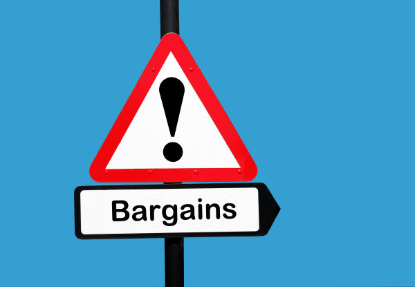 Step Up Group - Beware of bargains Bargains attention sign