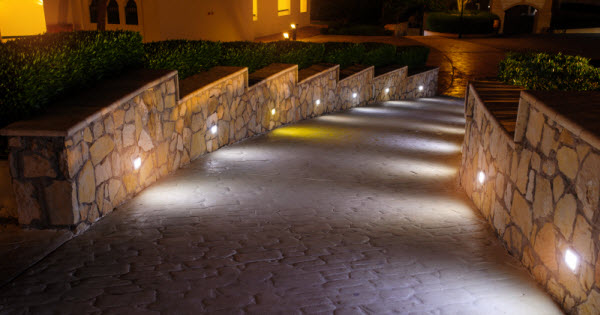 Night lighting path for walks in the hotel