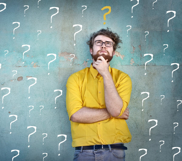 Step Up - What is social responsibility investing and ESG funds Doubtful man asking questions to himself