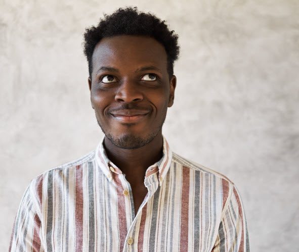 Man happily and positively thinking