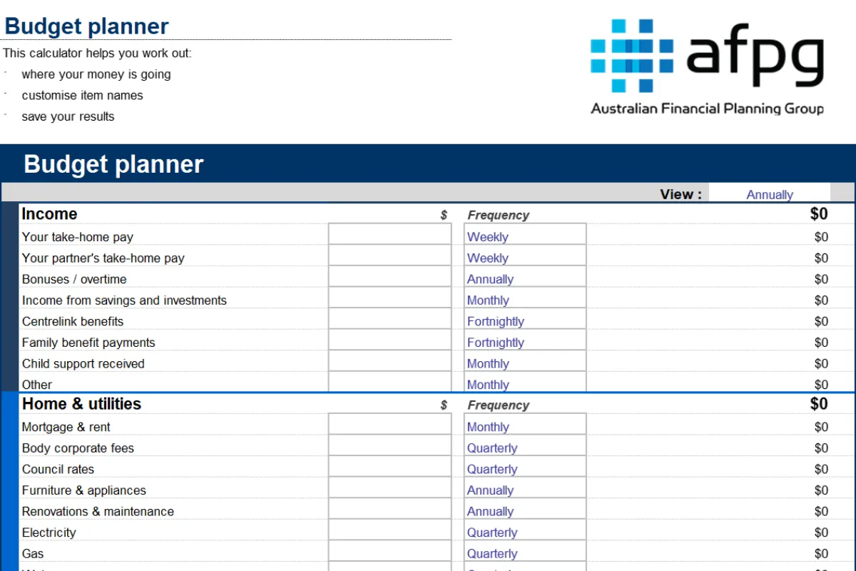 Excel file for monitoring of budget