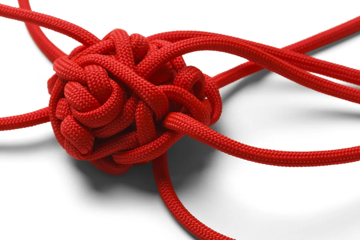 Red rope tangled